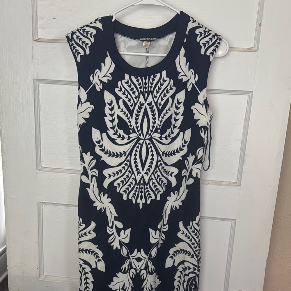 Haani Navy and White Patterned Dress